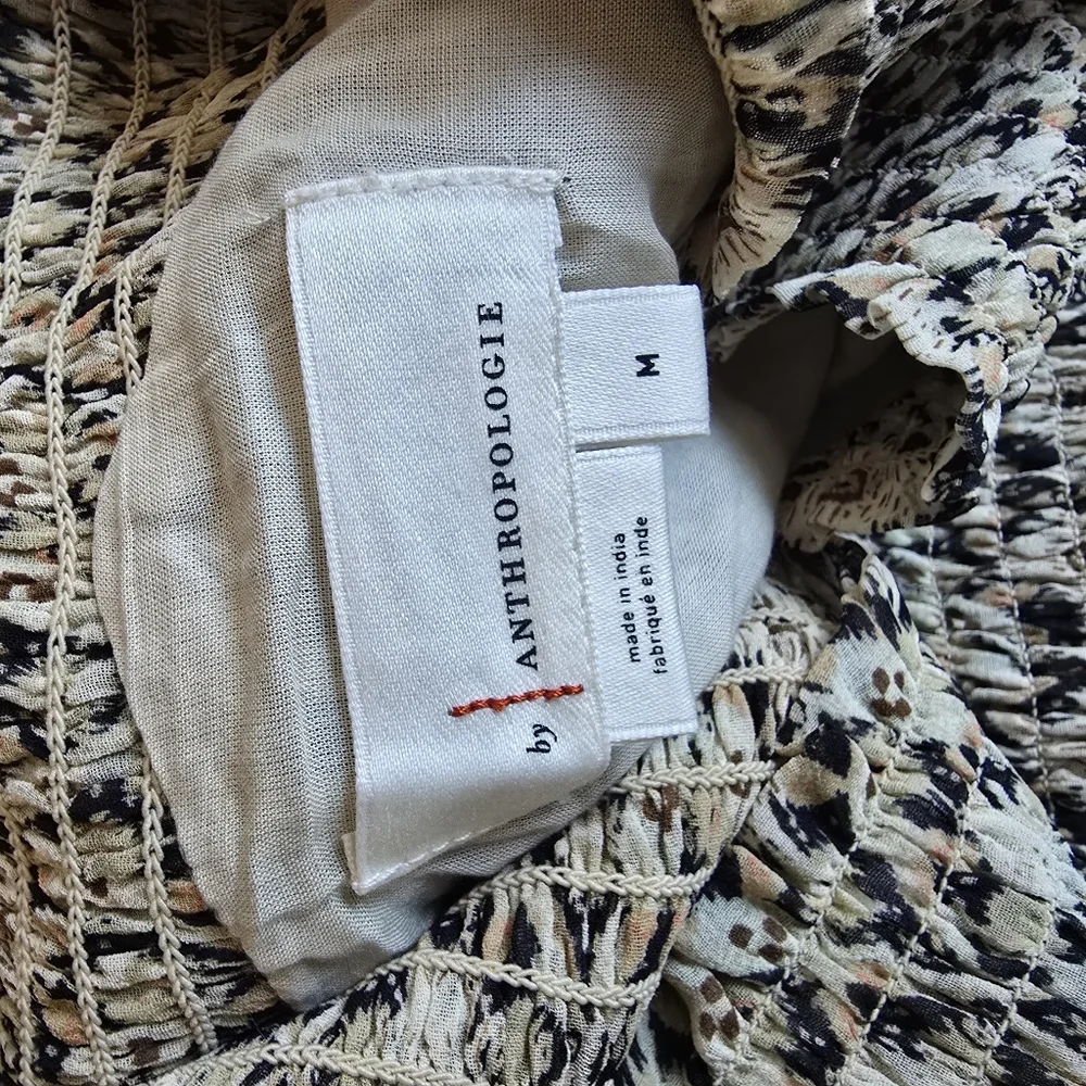 Anthropologie Floral Patterned Cream and Black Skirt Medium NWOT